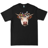 Black hereford cow with floral headband Premium Tee - RanaPortraitStore