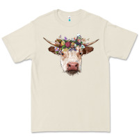 Bone hereford cow with floral headband Premium Tee - RanaPortraitStore