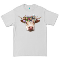 Dove Grey hereford cow with floral headband Premium Tee - RanaPortraitStore