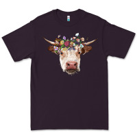 Plum hereford cow with floral headband Premium Tee - RanaPortraitStore