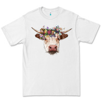 White hereford cow with floral headband Premium Tee - RanaPortraitStore