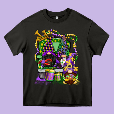 Mardi Gras Gnomies Truck Heavy Core Tee Designed By Cowgirlartshop