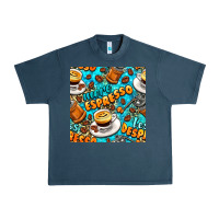 Midnight Navy more espresso less despresso coffee with leopard seamless pattern bbs Urban Heavy Tee - BundleAndBundleShop