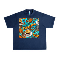 Navy more espresso less despresso coffee with leopard seamless pattern bbs Urban Heavy Tee - BundleAndBundleShop