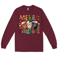 Burgundy Merry christmas calfs Long Sleeve Tee - FaDigitalArtStudio