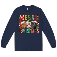Navy Merry christmas calfs Long Sleeve Tee - FaDigitalArtStudio