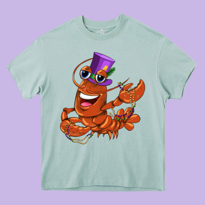 Mardi Gras Crawfish Heavy Core Tee Designed By Cowgirlartshop