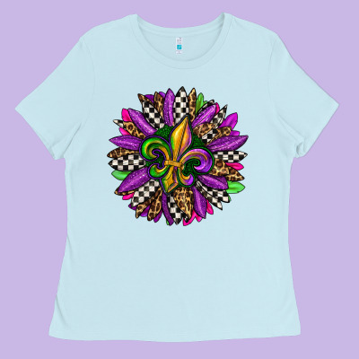 Mardi Gras Sunflower Ladies Tee Designed By Oliviacreatesart