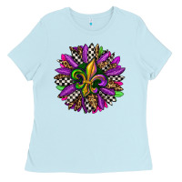 Baby Blue mardi gras sunflower Ladies Tee - OliviaCreatesArt