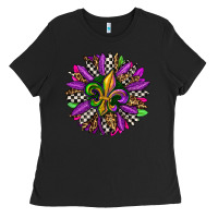 Black mardi gras sunflower Ladies Tee - OliviaCreatesArt