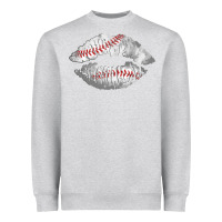 Heather Grey baseball lips Heavyweight Sweatshirt - AdoDesignShop