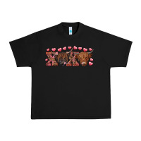 Black Xoxo highland cows Urban Heavy Tee - RanaPortraitStore