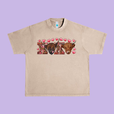 Xoxo Highland Cows Urban Heavy Tee Designed By Ranaportraitstore