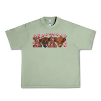 Oil Green Xoxo highland cows Urban Heavy Tee - RanaPortraitStore
