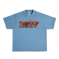 Pebble Blue Xoxo highland cows Urban Heavy Tee - RanaPortraitStore