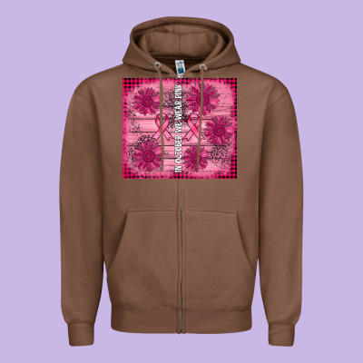 In October We Wear Pink Zipper Hoodie Designed By Adodesignshop
