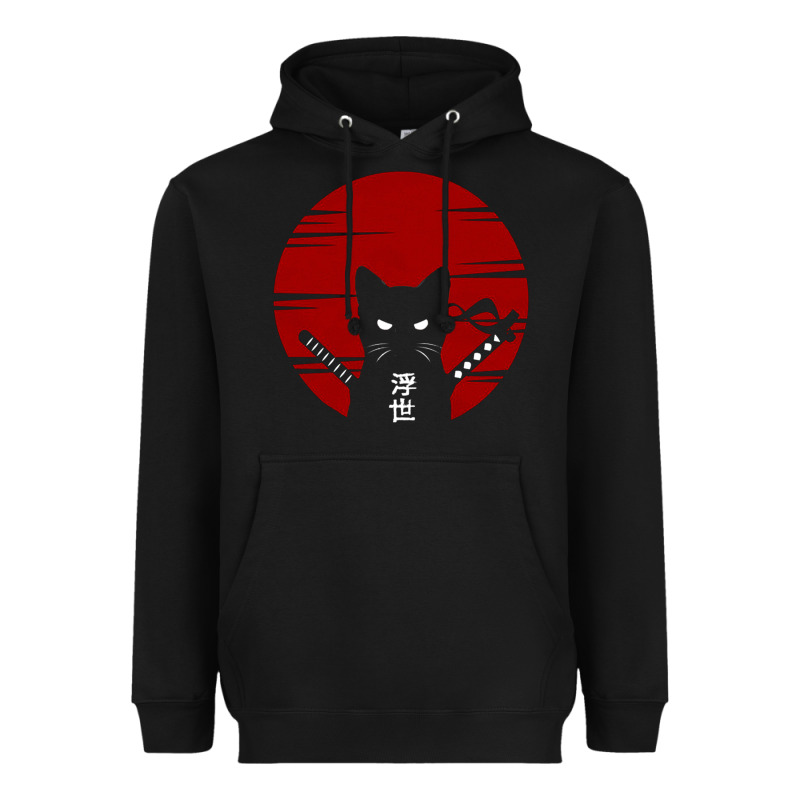 Ninja Cat Japanese Heavyweight Hoodie by DesigneFamous | Teevron