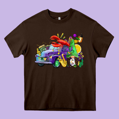 Mardi Gras Gnome On The Truck Heavy Core Tee Designed By Cowgirlartshop