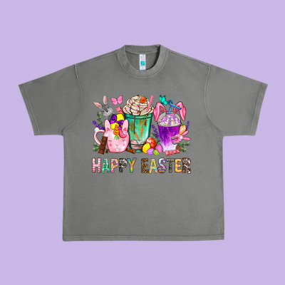 Happy Easter Coffee Cups With Bunny Urban Heavy Tee Designed By Bundleandbundleshop