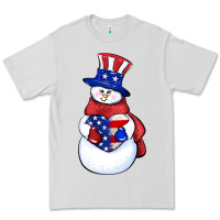 Dove Grey Patriotic snowman 4th of july Premium Tee - HowdyJamesFarm