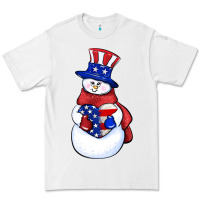 White Patriotic snowman 4th of july Premium Tee - HowdyJamesFarm
