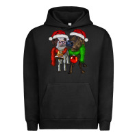 Pigment Black two christmas heifers Urban Hoodie - RanaPortraitStore