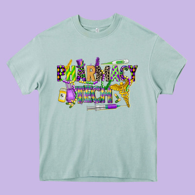 Mardi Gras Pharmacy Tech Heavy Core Tee Designed By Cowgirlartshop