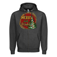 Charcoal Heather merry and bright christmas tree Zipper Hoodie - AdoDesignShop