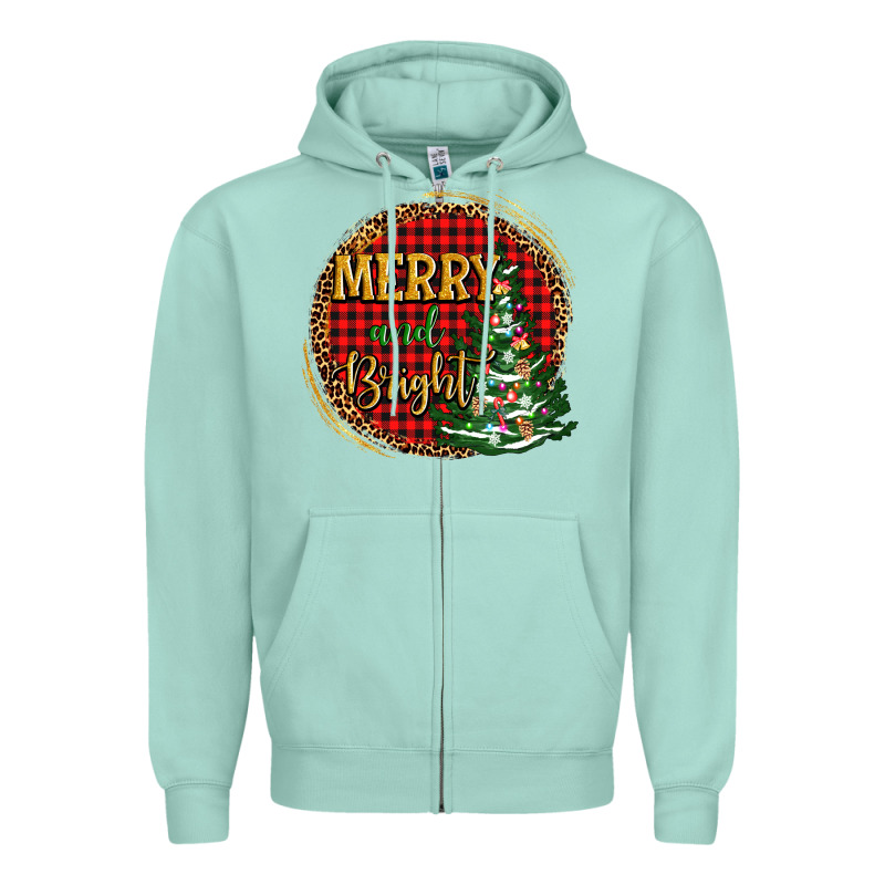 Merry And Bright Christmas Tree Zipper Hoodie by AdoDesignShop | Teevron