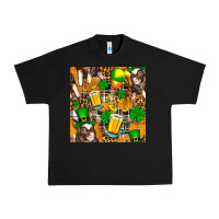 Black St. Patrick's Day Pig With Beer And Shamrock Urban Heavy Tee - FaDigitalArtStudio
