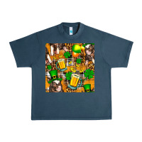 Midnight Navy St. Patrick's Day Pig With Beer And Shamrock Urban Heavy Tee - FaDigitalArtStudio