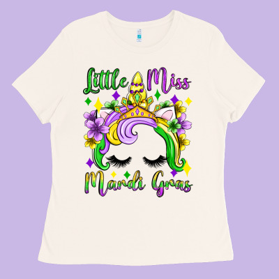 Little Miss Mardi Gras Unicorn  Olivia Ladies Tee Designed By Oliviacreatesart