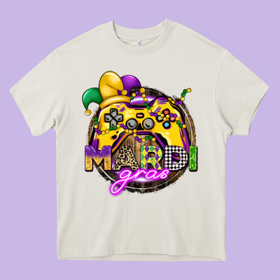Mardi Gras Gamer Heavy Core Tee Designed By Cowgirlartshop