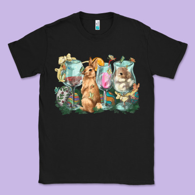 Easter Day Wine Glasses Bunny Classic Tee Designed By Howdyjamesfarm