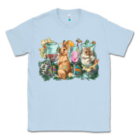 Dusty Blue Easter Day wine glasses bunny Classic Tee - HowdyJamesFarm