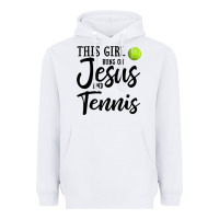 White this girl runs on jesus and tennis Heavyweight Hoodie - DesigneFamous