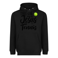Black this girl runs on jesus and tennis Heavyweight Hoodie - DesigneFamous