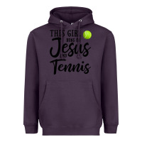 Plum this girl runs on jesus and tennis Heavyweight Hoodie - DesigneFamous
