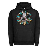 Pigment Black baby cow with sunflower Urban Hoodie - RanaPortraitStore