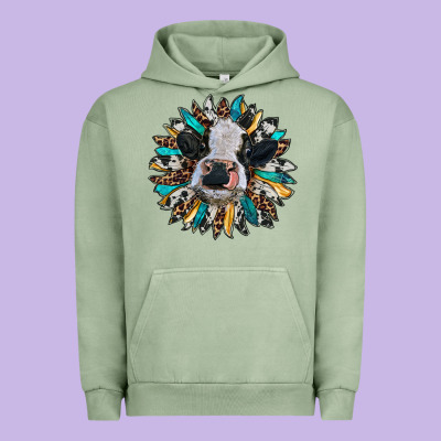 Baby Cow With Sunflower Urban Hoodie Designed By Ranaportraitstore