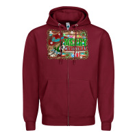 Burgundy merry christmas western boots Zipper Hoodie - AdoDesignShop
