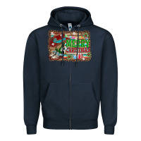 Navy merry christmas western boots Zipper Hoodie - AdoDesignShop