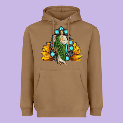 San Judas Gemstone Sunflower Heavyweight Hoodie Designed By Jahusdesignshop