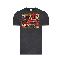Vintage Black 4th of july american flagcowhide  leopard backgrou Vintage Tee - FaDigitalArtStudio