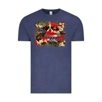 Vintage Denim 4th of july american flagcowhide  leopard backgrou Vintage Tee - FaDigitalArtStudio