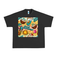 Pigment Black sweet summer coffee cups with colorful leopard and sea stars seamless  Urban Heavy Tee - BundleAndBundleShop