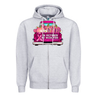 Heather Grey truck in october we wear pink Zipper Hoodie - AdoDesignShop