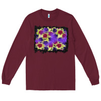 Burgundy halloween bat and roses background Long Sleeve Tee - BundleAndBundleShop