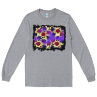 Heather Grey halloween bat and roses background Long Sleeve Tee - BundleAndBundleShop