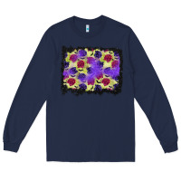 Navy halloween bat and roses background Long Sleeve Tee - BundleAndBundleShop